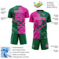 Custom Graffiti Pattern Deep Pink-Kelly Green Scratch Sublimation Soccer Uniform Jersey Limited