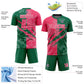 Custom Graffiti Pattern Neon Pink-Kelly Green Scratch Sublimation Soccer Uniform Jersey Limited