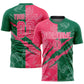 Custom Graffiti Pattern Neon Pink-Kelly Green Scratch Sublimation Soccer Uniform Jersey