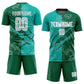 Custom Graffiti Pattern Aqua-Kelly Green Scratch Sublimation Soccer Uniform Jersey Limited