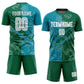 Custom Graffiti Pattern Teal-Kelly Green Scratch Sublimation Soccer Uniform Jersey Limited