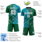 Custom Graffiti Pattern Teal-Kelly Green Scratch Sublimation Soccer Uniform Jersey Limited
