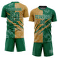 Custom Graffiti Pattern Kelly Green-Old Gold Scratch Sublimation Soccer Uniform Jersey Limited