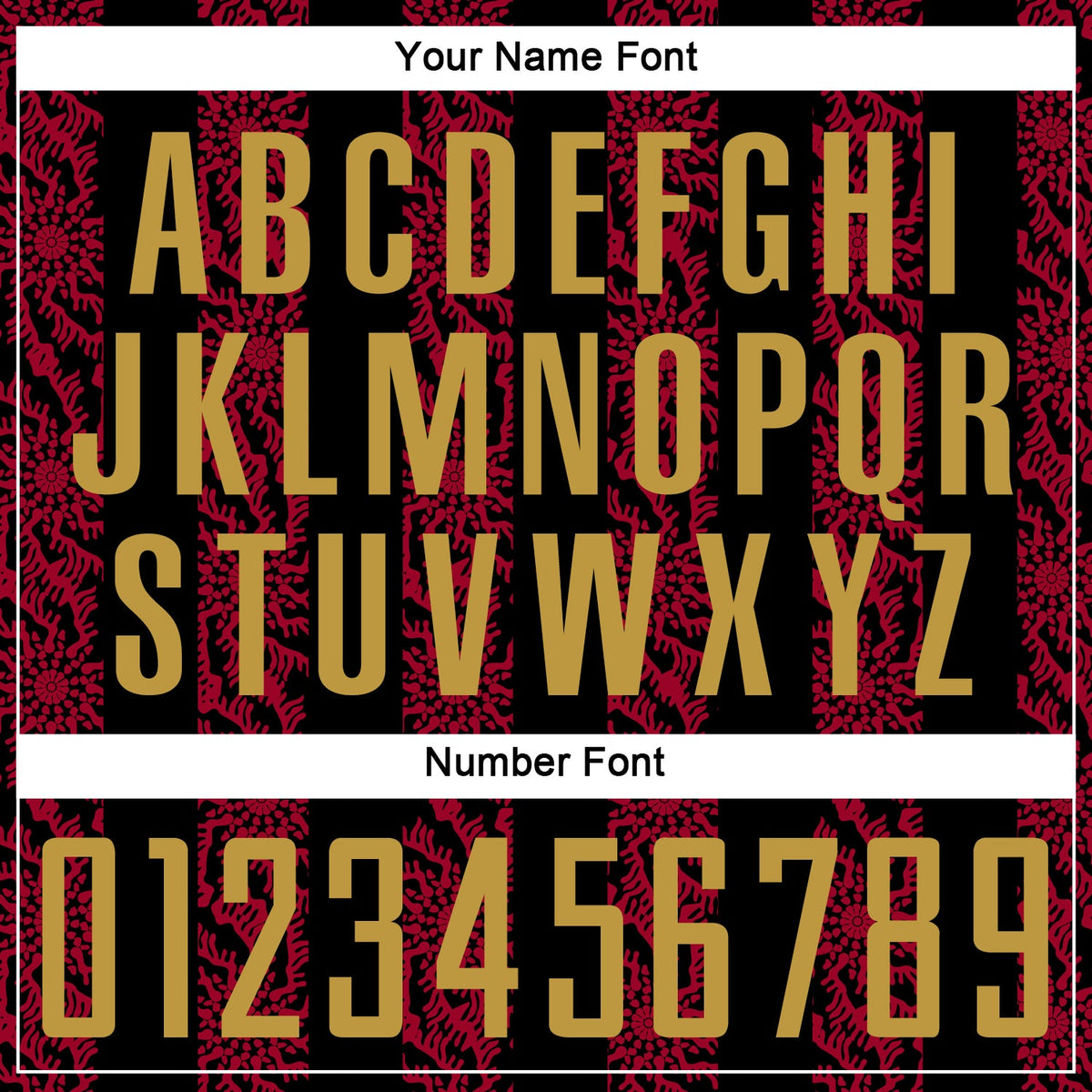 Custom Black Old Gold-Red Abstract Shape Sublimation Soccer Uniform Jersey Limited