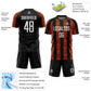 Custom Black White-Orange Abstract Shape Sublimation Soccer Uniform Jersey Limited