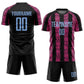 Custom Black Light Blue-Pink Abstract Shape Sublimation Soccer Uniform Jersey Limited