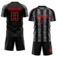 Custom Black Red-Gray Abstract Shape Sublimation Soccer Uniform Jersey Limited