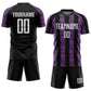 Custom Black White-Medium Purple Abstract Shape Sublimation Soccer Uniform Jersey Limited