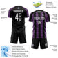 Custom Black White-Medium Purple Abstract Shape Sublimation Soccer Uniform Jersey Limited