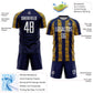 Custom Navy White-Gold Abstract Shape Sublimation Soccer Uniform Jersey Limited