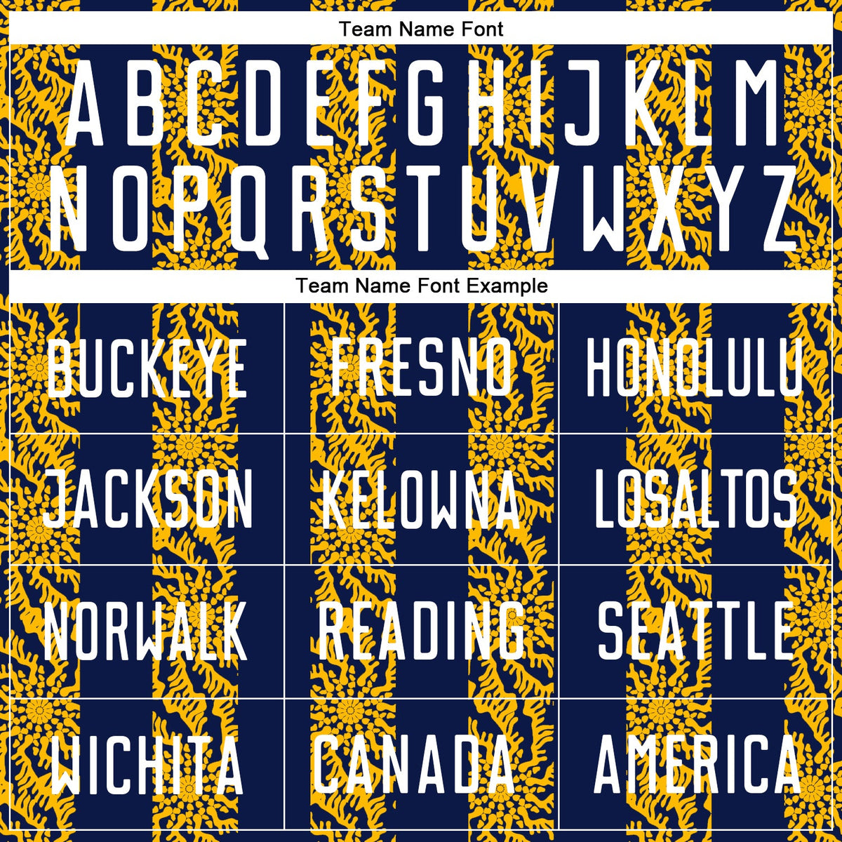 Custom Navy White-Gold Abstract Shape Sublimation Soccer Uniform Jersey Limited