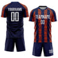 Custom Navy White-Orange Abstract Shape Sublimation Soccer Uniform Jersey Limited