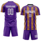 Custom Purple White-Gold Abstract Shape Sublimation Soccer Uniform Jersey Limited