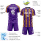 Custom Purple White-Gold Abstract Shape Sublimation Soccer Uniform Jersey Limited