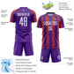 Custom Purple White-Orange Abstract Shape Sublimation Soccer Uniform Jersey Limited