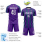 Custom Purple White-Teal Abstract Shape Sublimation Soccer Uniform Jersey Limited