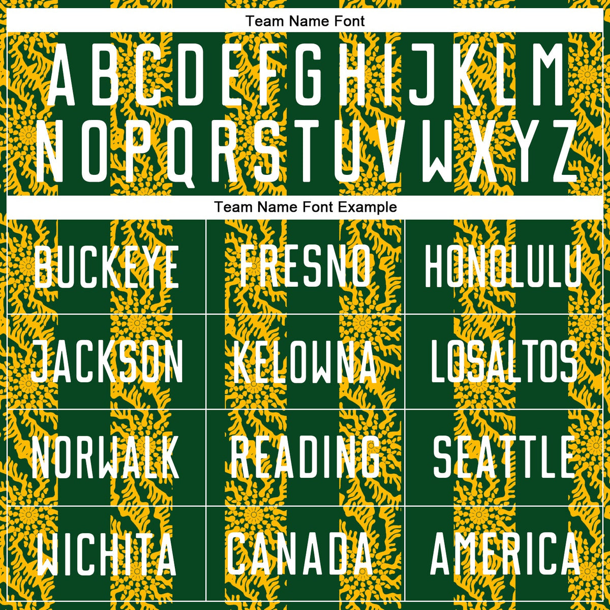 Custom Green White-Gold Abstract Shape Sublimation Soccer Uniform Jersey Limited