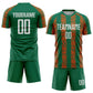 Custom Kelly Green White-Orange Abstract Shape Sublimation Soccer Uniform Jersey Limited