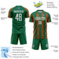 Custom Kelly Green White-Orange Abstract Shape Sublimation Soccer Uniform Jersey Limited