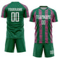 Custom Kelly Green White-Pink Abstract Shape Sublimation Soccer Uniform Jersey Limited
