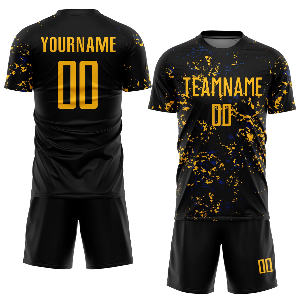 Custom Black Gold-Royal Abstract Fragment Art Sublimation Soccer Uniform Jersey Limited