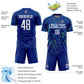 Custom Royal Old Gold-Aqua Abstract Fragment Art Sublimation Soccer Uniform Jersey Limited