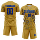 Custom Old Gold Thunder Blue-Black Abstract Fragment Art Sublimation Soccer Uniform Jersey Limited