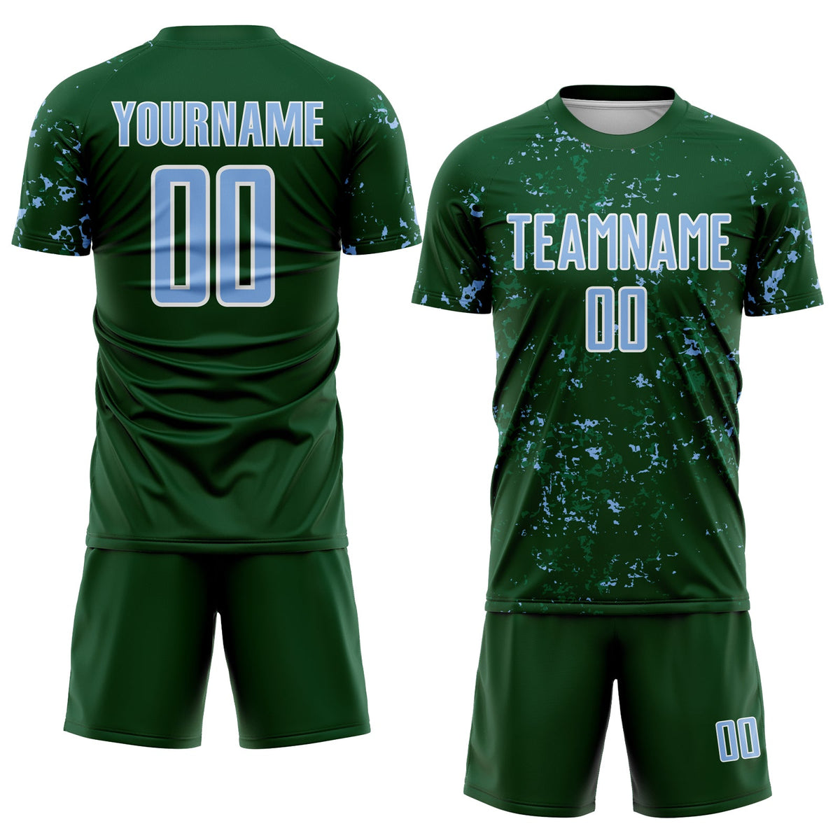 Custom Green Light Blue-Kelly Green Abstract Fragment Art Sublimation Soccer Uniform Jersey Limited