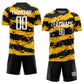 Custom Black White-Gold Splash Sublimation Soccer Uniform Jersey Limited