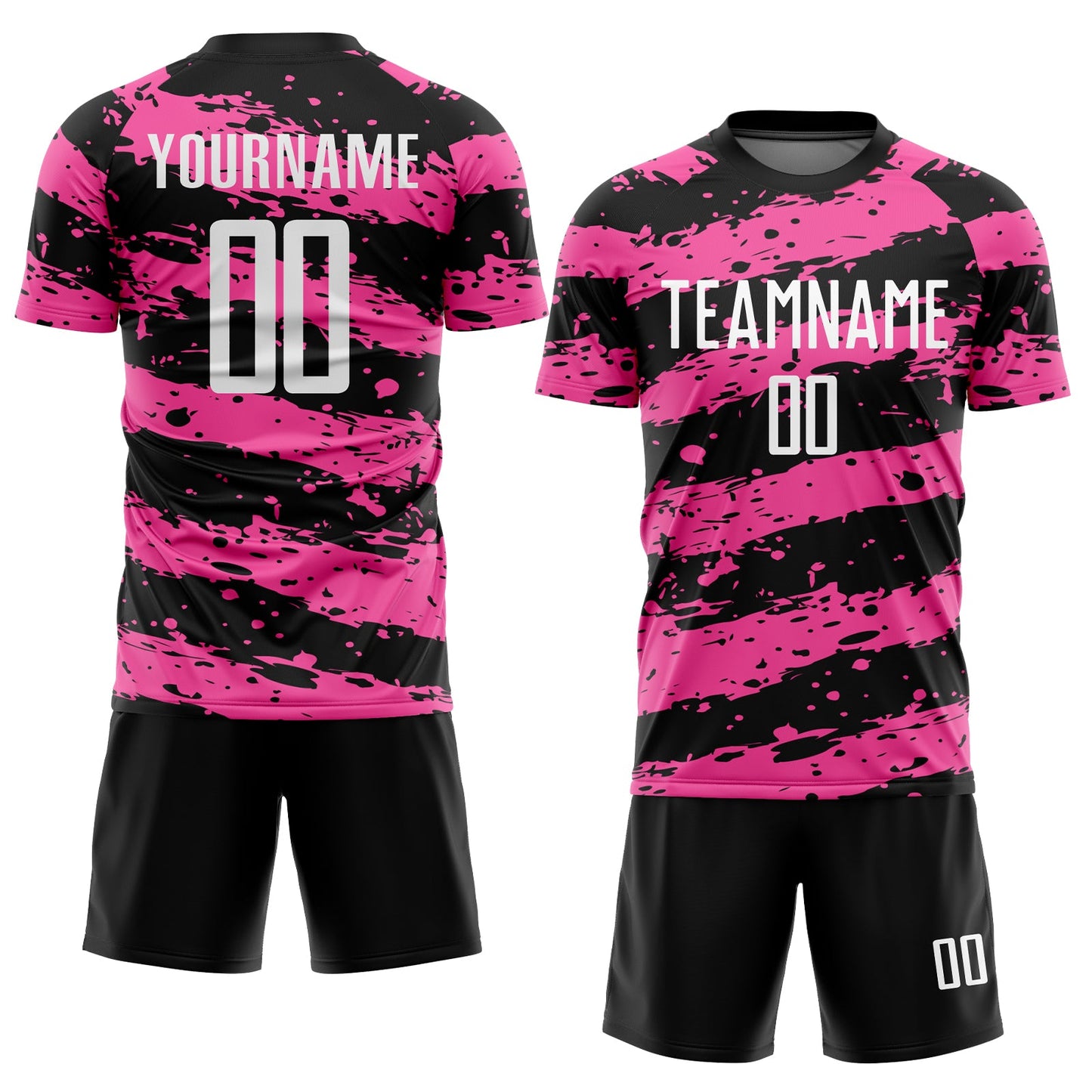 Custom Black White-Pink Splash Sublimation Soccer Uniform Jersey Limited