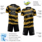 Custom Black Old Gold-White Splash Sublimation Soccer Uniform Jersey Limited