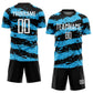 Custom Black White-Sky Blue Splash Sublimation Soccer Uniform Jersey Limited