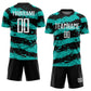 Custom Black White-Aqua Splash Sublimation Soccer Uniform Jersey Limited