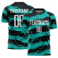 Custom Black White-Aqua Splash Sublimation Soccer Uniform Jersey