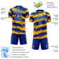 Custom Royal Gold-White Splash Sublimation Soccer Uniform Jersey Limited