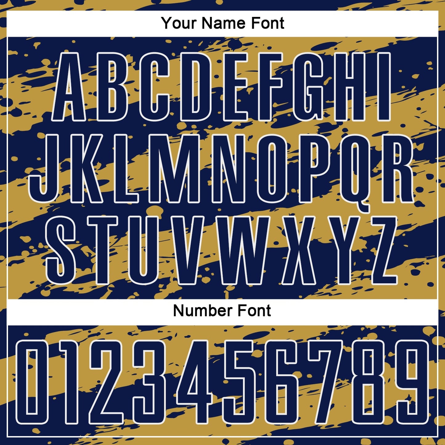 Custom Navy Old Gold-White Splash Sublimation Soccer Uniform Jersey Limited