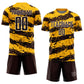 Custom Gold Brown-White Splash Sublimation Soccer Uniform Jersey Limited