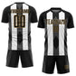 Custom Black Old Gold-White Line Sublimation Soccer Uniform Jersey Limited