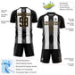 Custom Black Old Gold-White Line Sublimation Soccer Uniform Jersey Limited