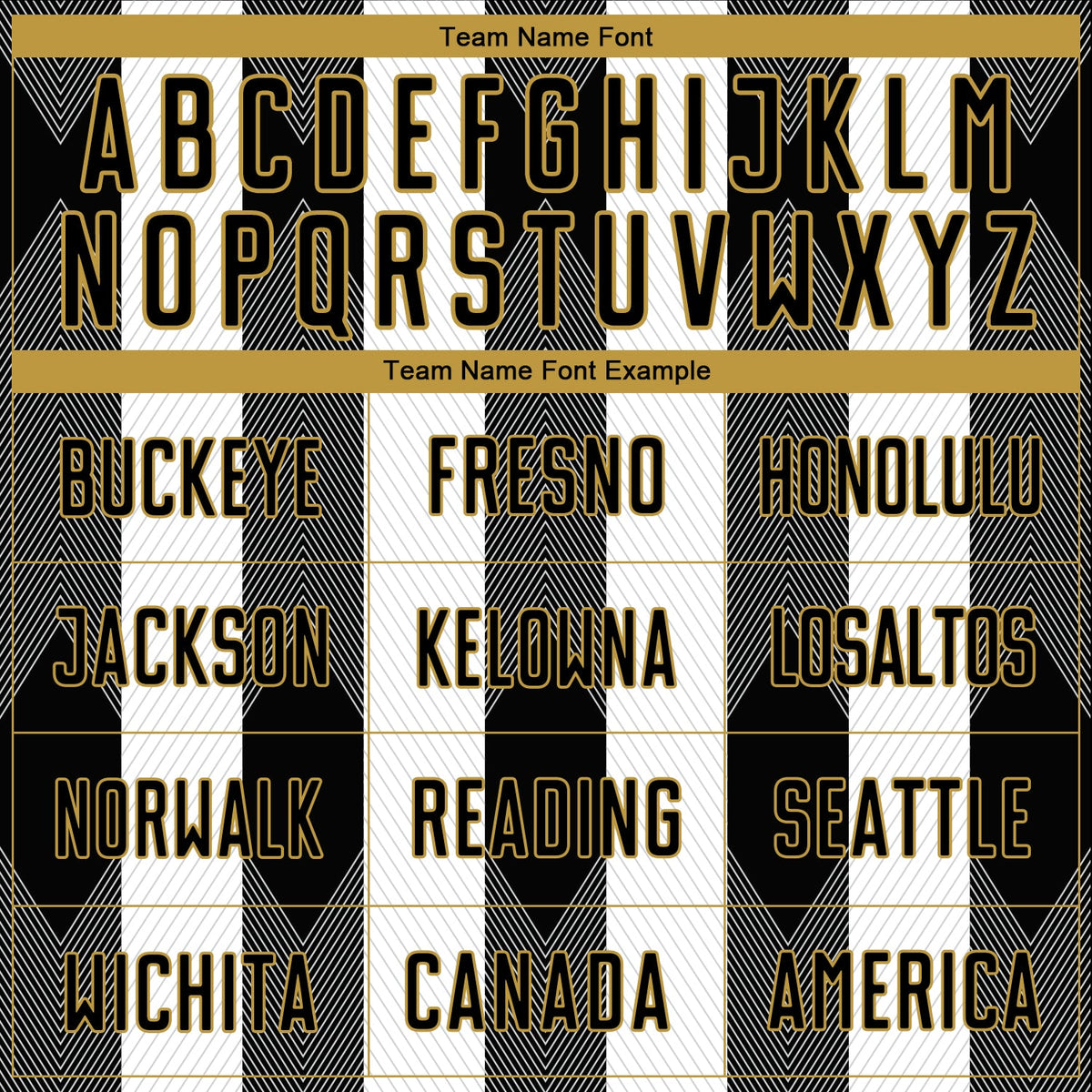 Custom Black Old Gold-White Line Sublimation Soccer Uniform Jersey Limited