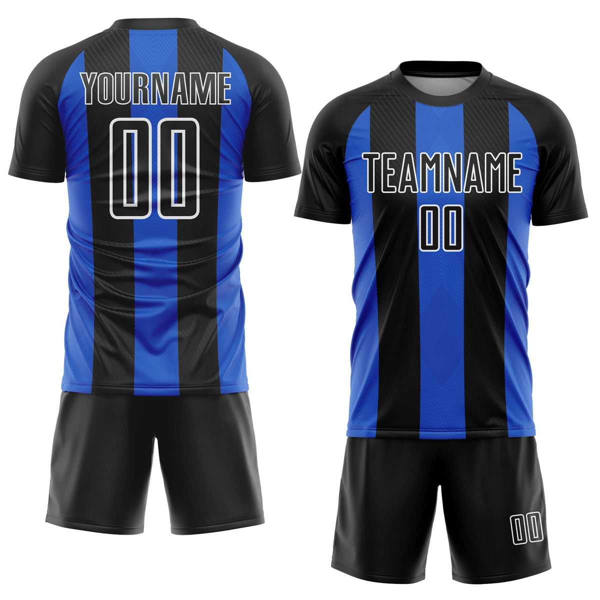 Custom Black Thunder Blue-White Line Sublimation Soccer Uniform Jersey Limited
