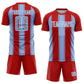 Custom Red Light Blue-White Line Sublimation Soccer Uniform Jersey Limited