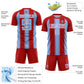 Custom Red Light Blue-White Line Sublimation Soccer Uniform Jersey Limited