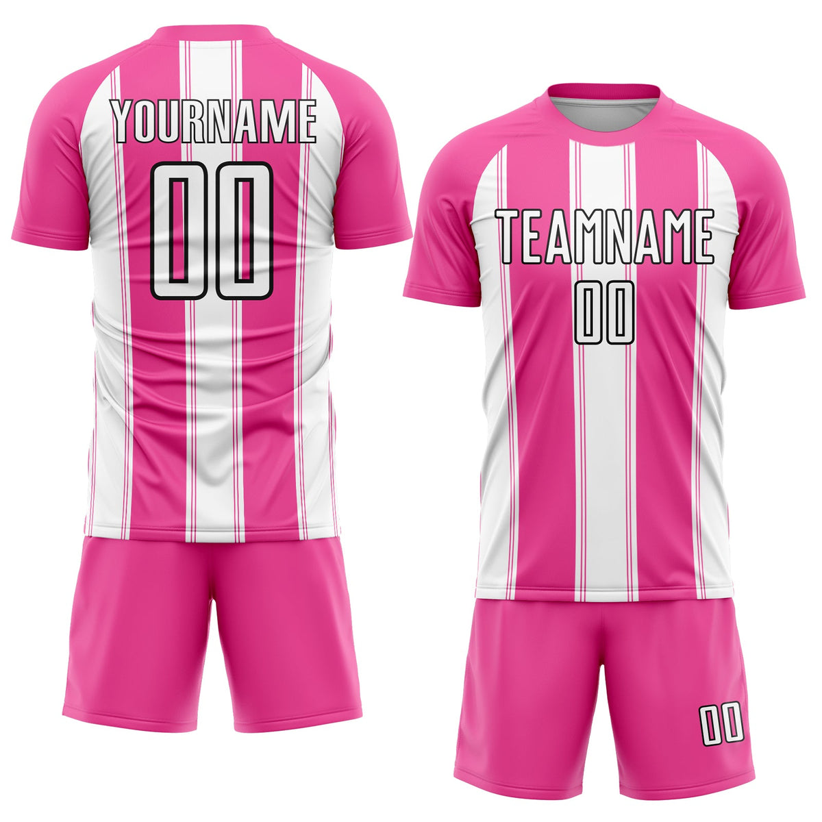 Custom Pink White-Black Line Sublimation Soccer Uniform Jersey Limited