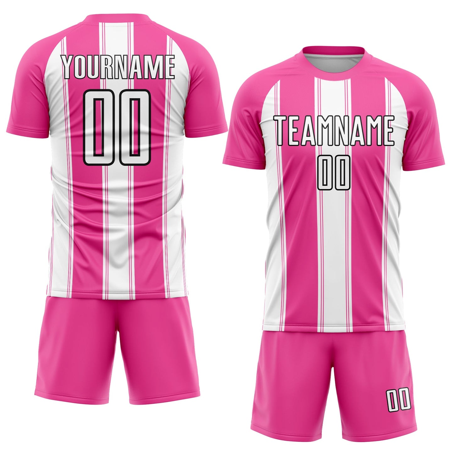 Custom Pink White-Black Line Sublimation Soccer Uniform Jersey Limited
