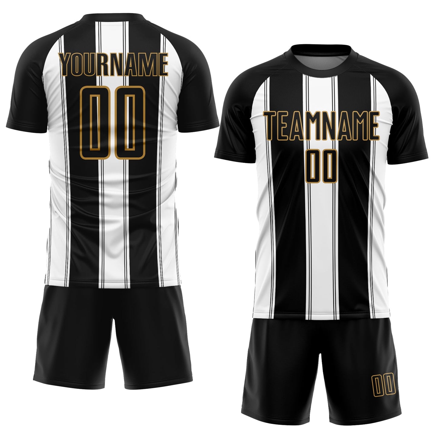 Custom Black White-Old Gold Line Sublimation Soccer Uniform Jersey Limited