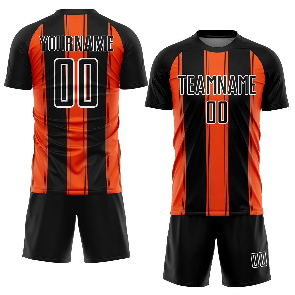 Custom Black Orange-White Line Sublimation Soccer Uniform Jersey Limited