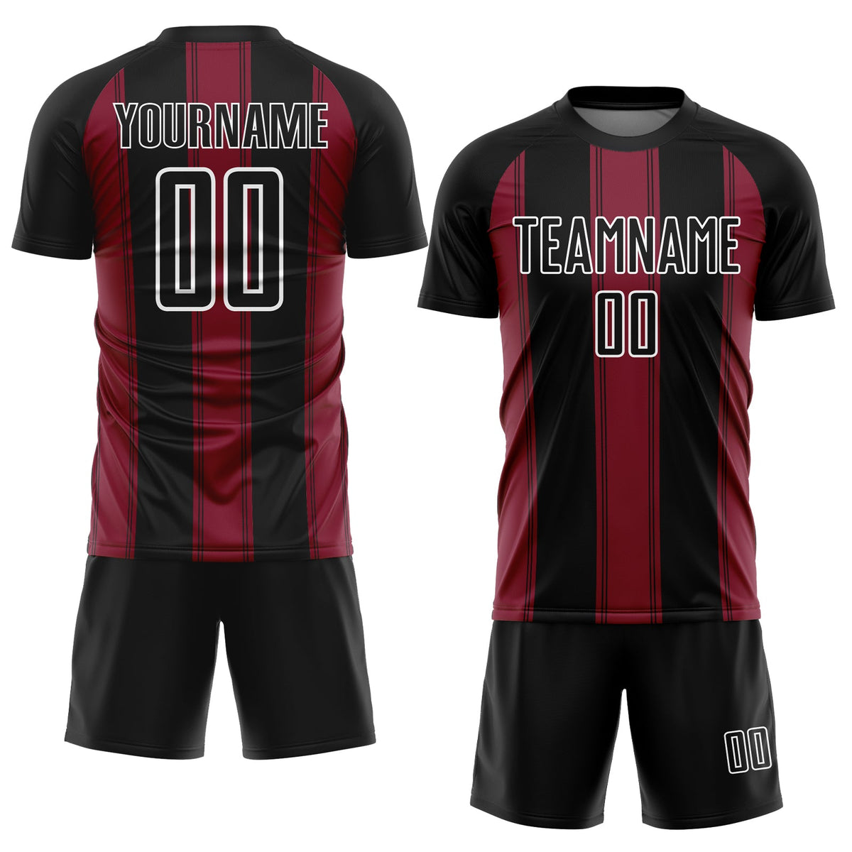 Custom Black Crimson-White Line Sublimation Soccer Uniform Jersey Limited