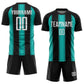 Custom Black White-Aqua Line Sublimation Soccer Uniform Jersey Limited