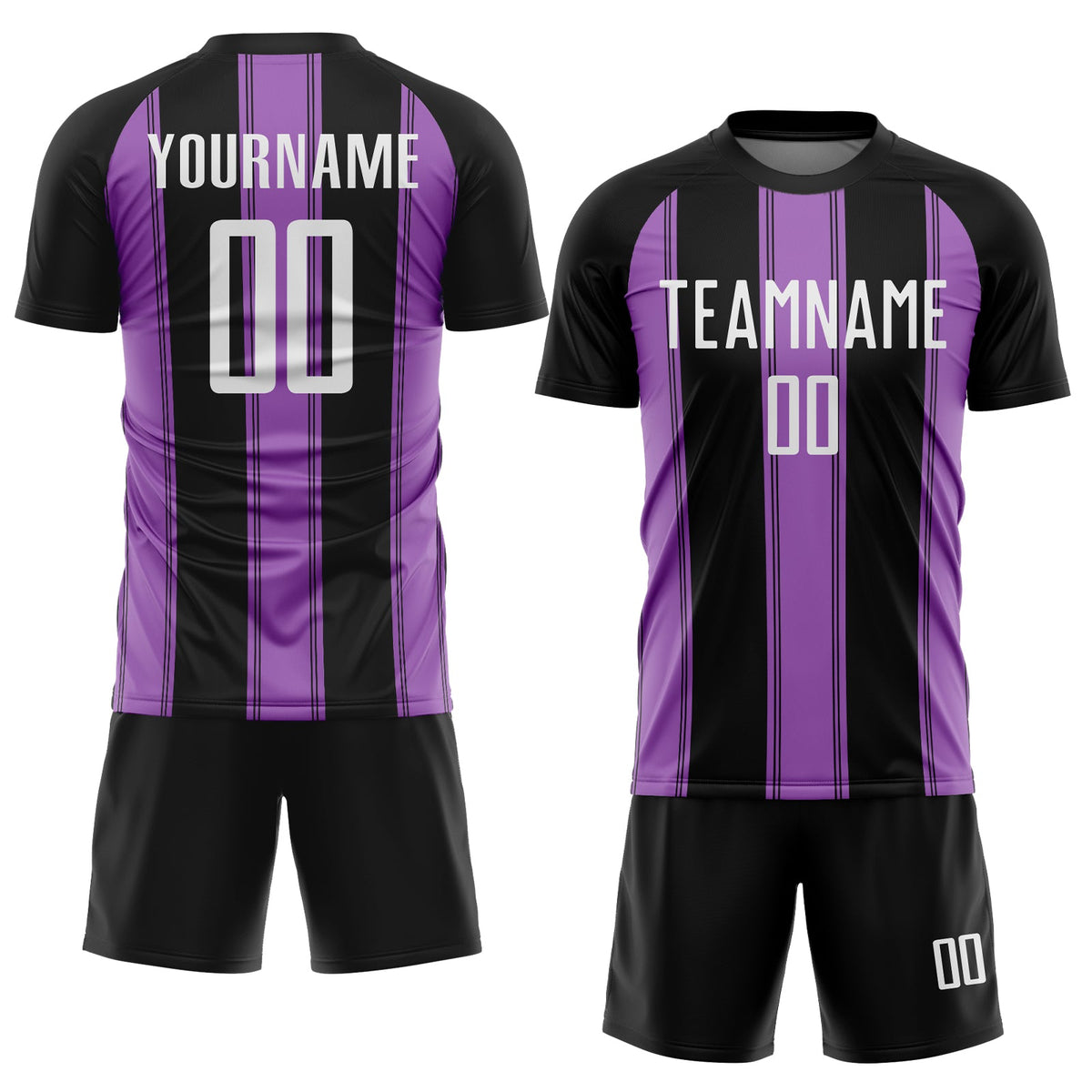Custom Black White-Medium Purple Line Sublimation Soccer Uniform Jersey Limited